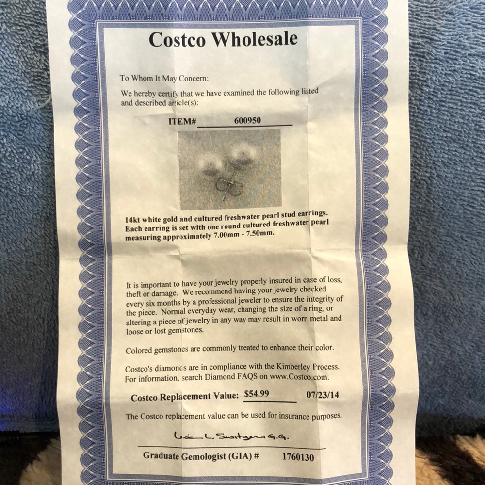 14kt white gold freshwater pearl stud earrings